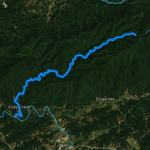 Fly fishing map for Fires Creek, North Carolina