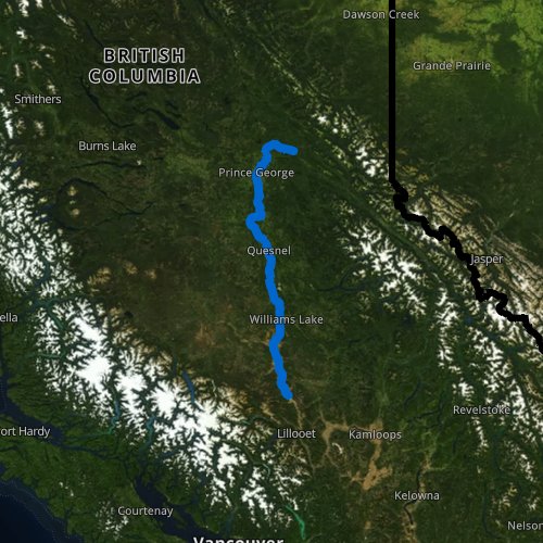 Fly fishing map for Fraser River: Middle, British Columbia