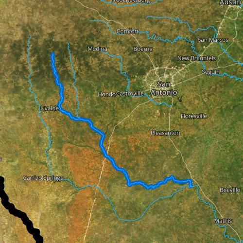 Fly fishing map for Frio River, Texas