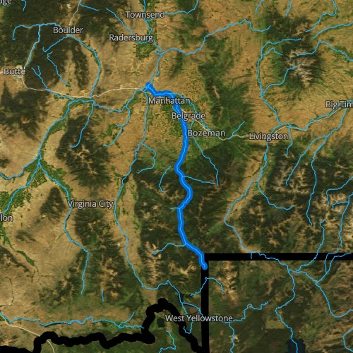 Fly fishing map for Gallatin River, Montana