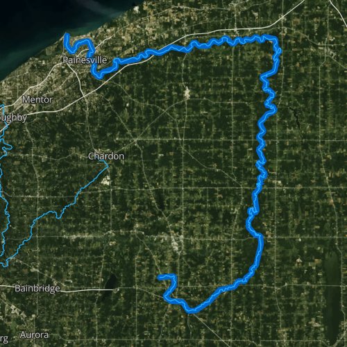 Fly fishing map for Grand River, Ohio