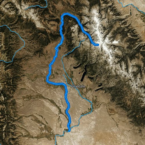 Fly fishing map for Green River: Upper, Wyoming