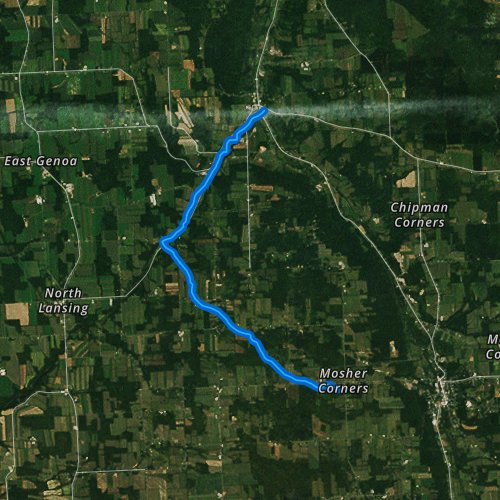 Fly fishing map for Hemlock Creek, New York