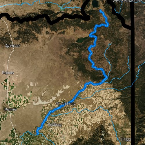 Fly fishing map for Henrys Fork, Idaho