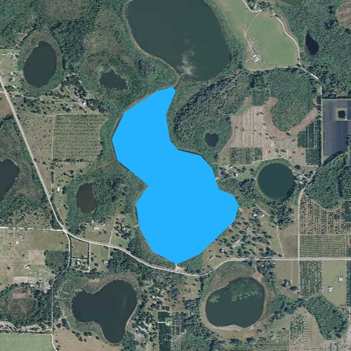 Fly fishing map for Holly Lake, Florida