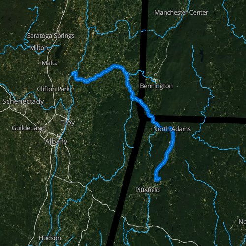 Fly fishing map for Hoosic River, Massachusetts