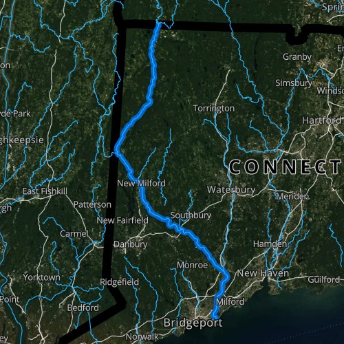 Fly fishing map for Housatonic River, Connecticut