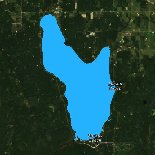 Fly fishing map for Hubbard Lake, Michigan