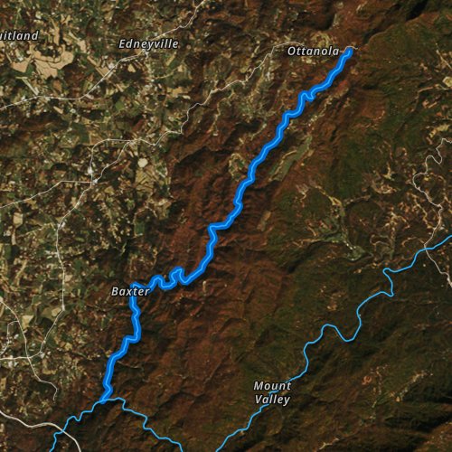 Fly fishing map for Hungry River, North Carolina