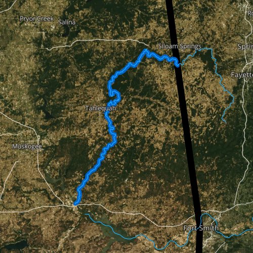 Fly fishing map for Illinois River, Oklahoma