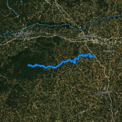 Fly fishing map for Jacob Fork, North Carolina