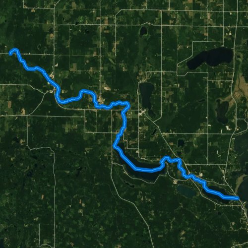 Fly fishing map for Kabekona River, Minnesota
