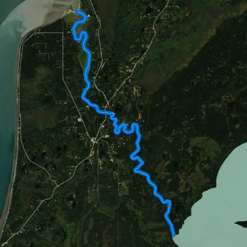 Fly fishing map for Kasilof River, Alaska