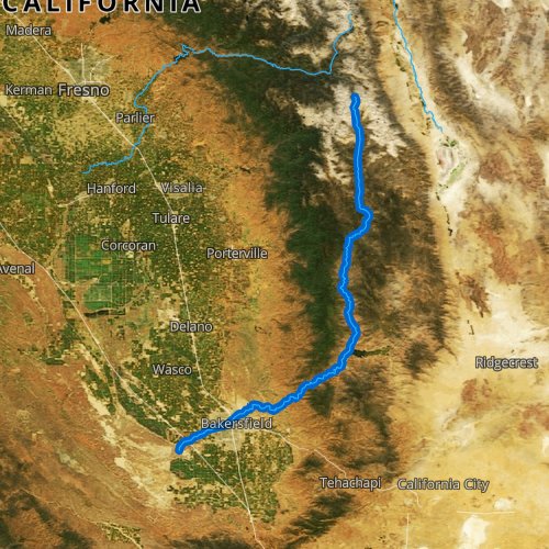 Fly fishing map for Kern River, California