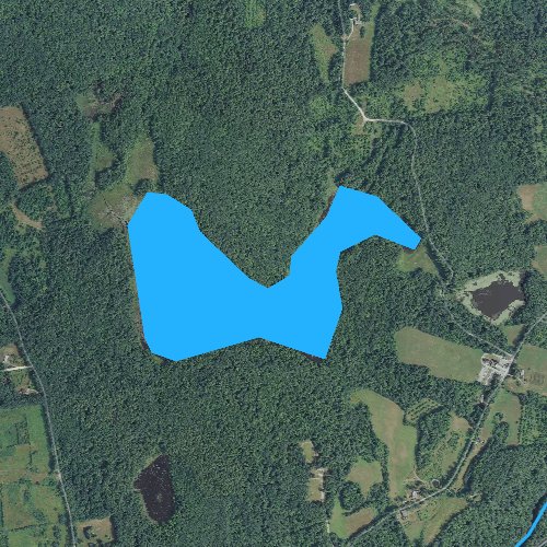 Fly fishing map for King Brook Reservoir, New Hampshire