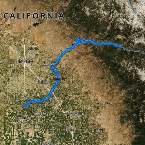Fly fishing map for Kings River, California
