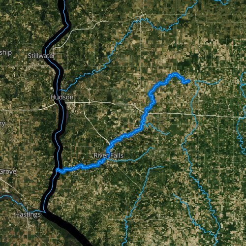 Fly fishing map for Kinnickinnic River, Wisconsin