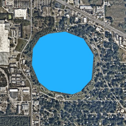 Fly fishing map for Lake Blue, Florida