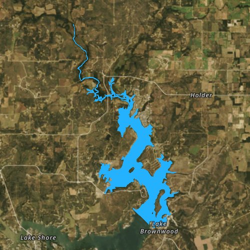 Fly fishing map for Lake Brownwood, Texas