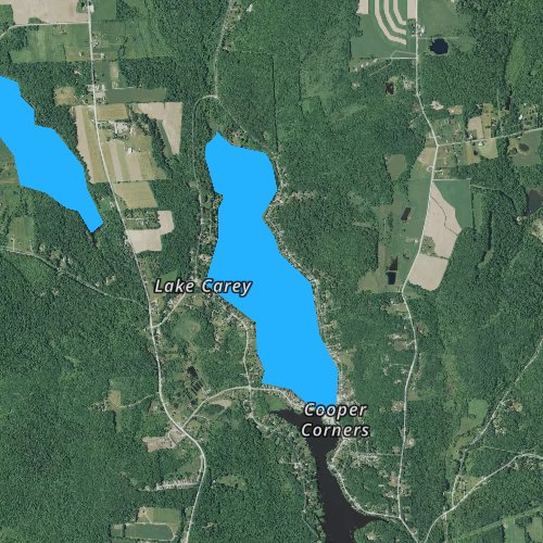 Fly fishing map for Lake Carey, Pennsylvania