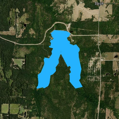 Fly fishing map for Lake Crockett, Texas