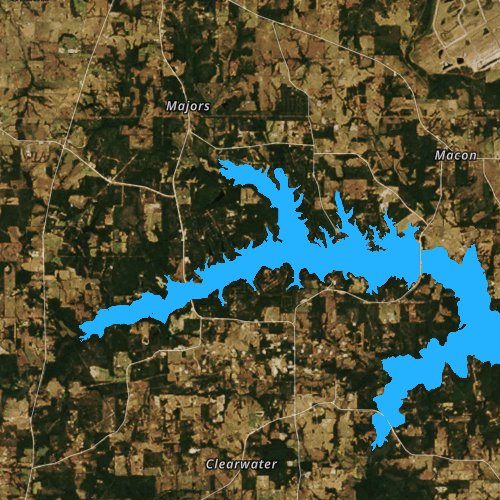 Fly fishing map for Lake Cypress Springs, Texas