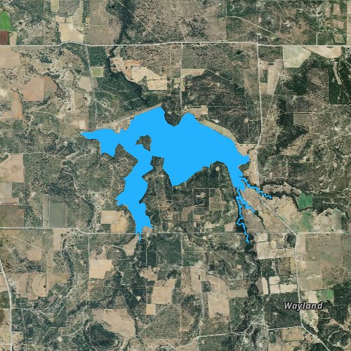 Fly fishing map for Lake Daniel, Texas