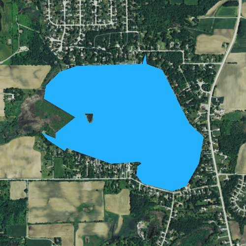 Fly fishing map for Lake Denoon, Wisconsin