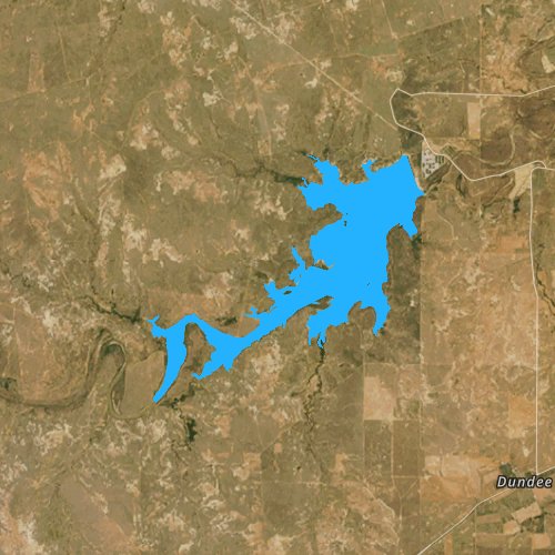 Fly fishing map for Lake Diversion, Texas