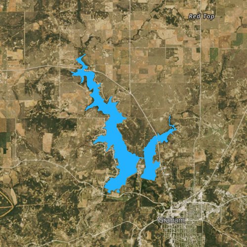 Fly fishing map for Lake Eddleman, Texas