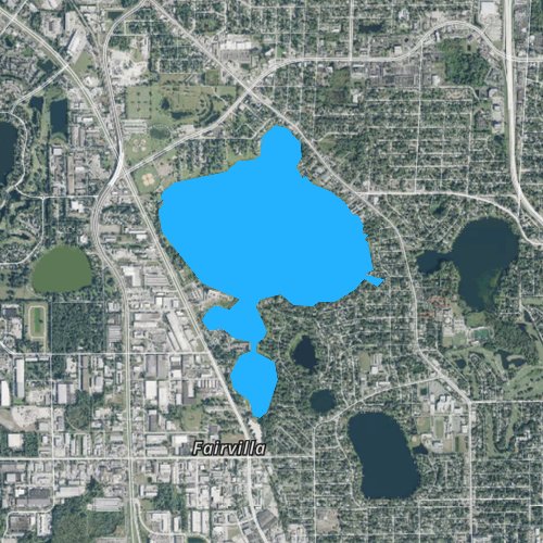 Fly fishing map for Lake Fairview, Florida