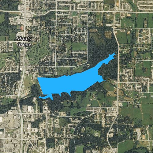 Fly fishing map for Lake Fayetteville, Arkansas
