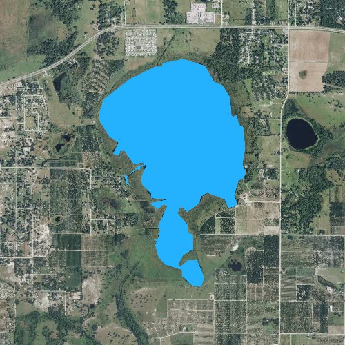 Fly fishing map for Lake Garfield, Florida