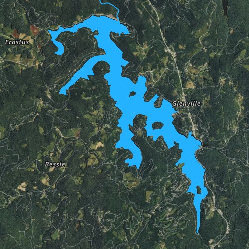 Fly fishing map for Lake Glenville, North Carolina