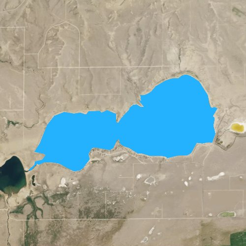Fly fishing map for Lake Hattie Reservoir, Wyoming