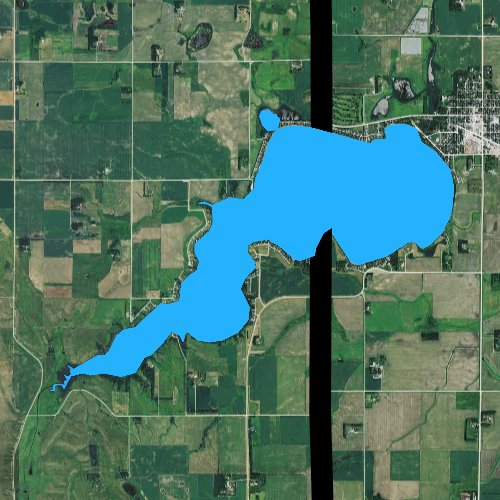 Fly fishing map for Lake Hendricks, South Dakota