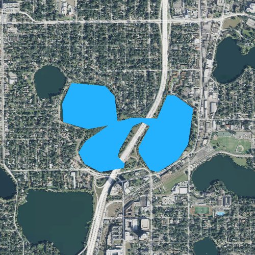 Fly fishing map for Lake Ivanhoe, Florida