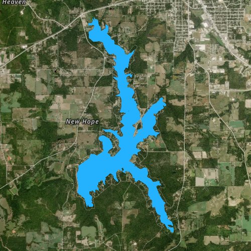 Fly fishing map for Lake Jacksonville, Texas