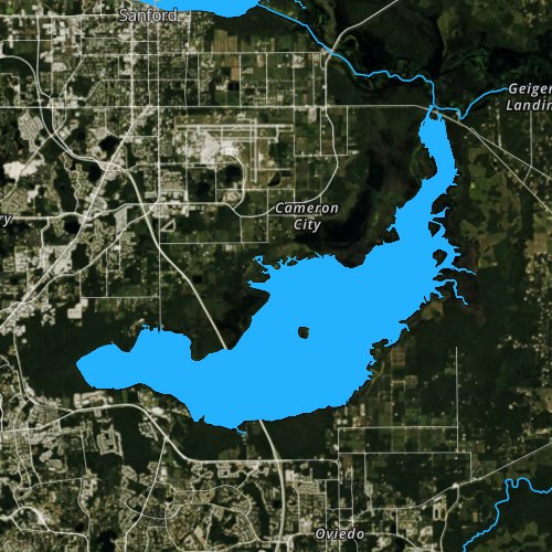 Fly fishing map for Lake Jesup, Florida