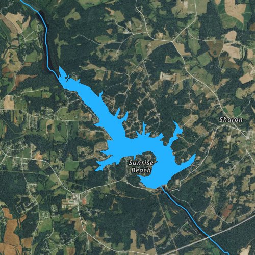 Fly fishing map for Lake Lookout, North Carolina