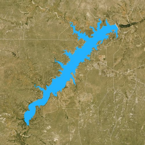 Fly fishing map for Lake Meredith, Texas