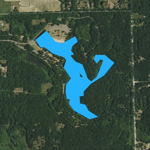 Fly fishing map for Lake Minnawanna, Michigan