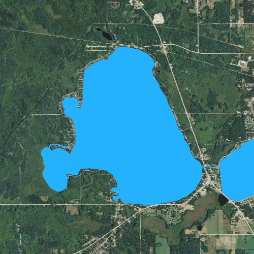 Fly fishing map for Lake Mitchell, Michigan