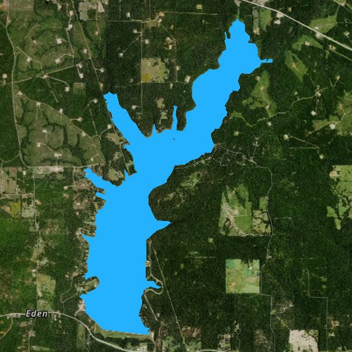 Fly fishing map for Lake Nacogdoches, Texas