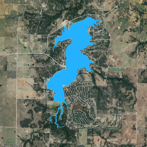Fly fishing map for Lake Nocona, Texas