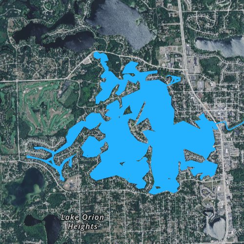 Fly fishing map for Lake Orion, Michigan