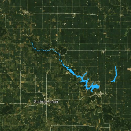 Fly fishing map for Lake Panorama, Iowa