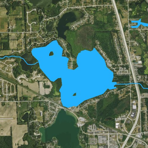 Fly fishing map for Lake Ponemah, Michigan