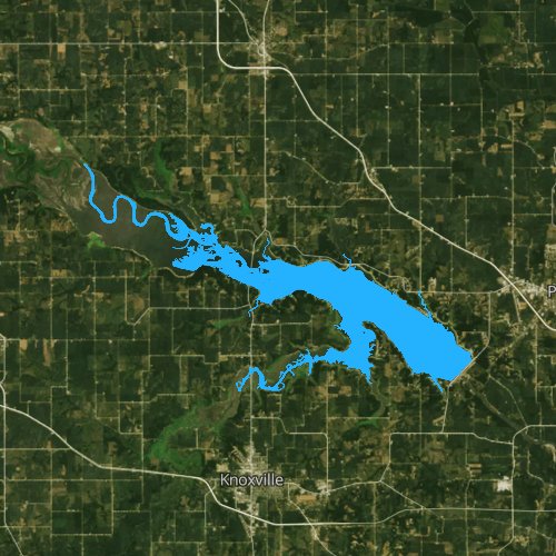 Fly fishing map for Lake Red Rock, Iowa