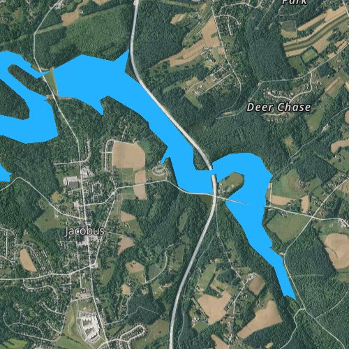 Fly fishing map for Lake Redman, Pennsylvania